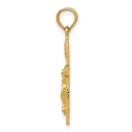 14k Yellow Gold Crucifix Pendant with Detailed Jesus, Eastern Orthodox Cross Charm for Men and Women