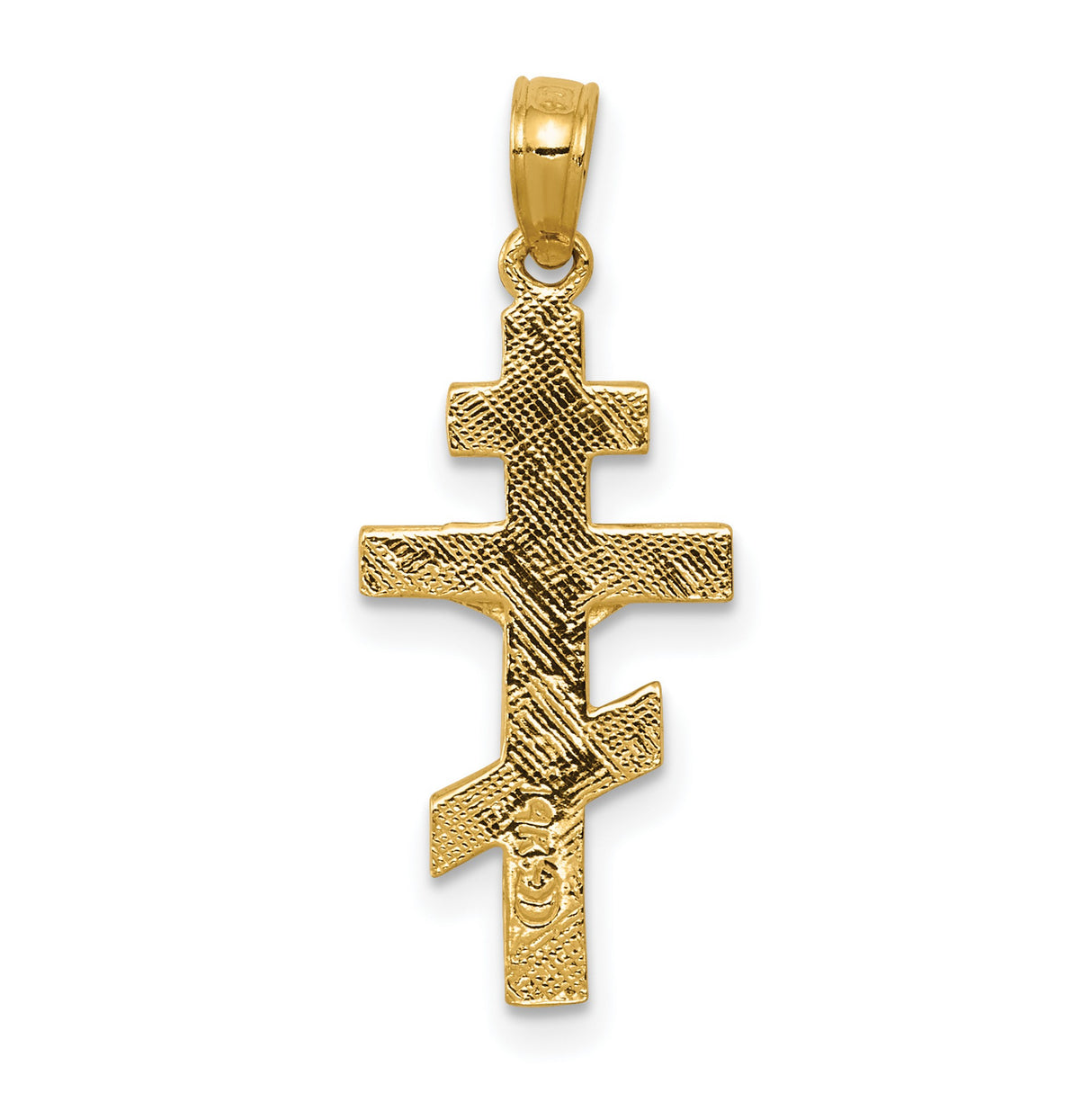 14k Yellow Gold Crucifix Pendant with Detailed Jesus, Eastern Orthodox Cross Charm for Men and Women