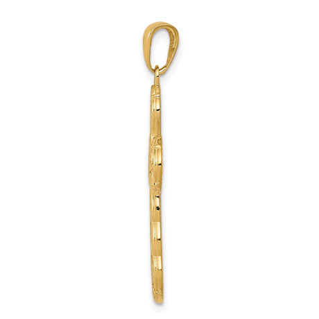 14k Yellow Gold Orthodox Crucifix Pendant with Byzantine Style Cross and Textured Detail