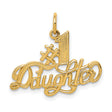 #1 Daughter Words In Cursive Charm Pendant in Real 14k Yellow Gold