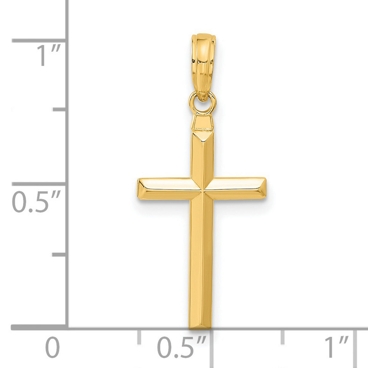 Hollow 3-D Latin Cross Charm Pendant in Real 14k Yellow Gold