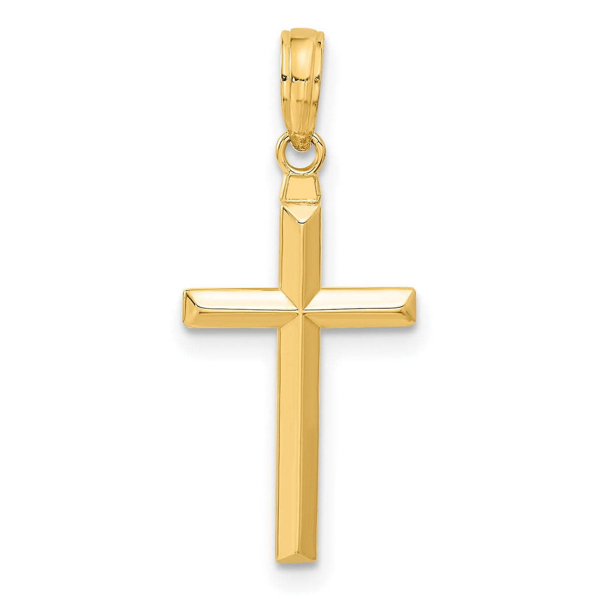 Hollow 3-D Latin Cross Charm Pendant in Real 14k Yellow Gold