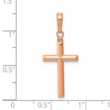 Reversible Latin Cross Charm Pendant in Real 14k Rose Gold