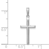 14k White Gold Cross Pendant, Reversible Latin Design, High Polish Finish, Unisex Religious Jewelry