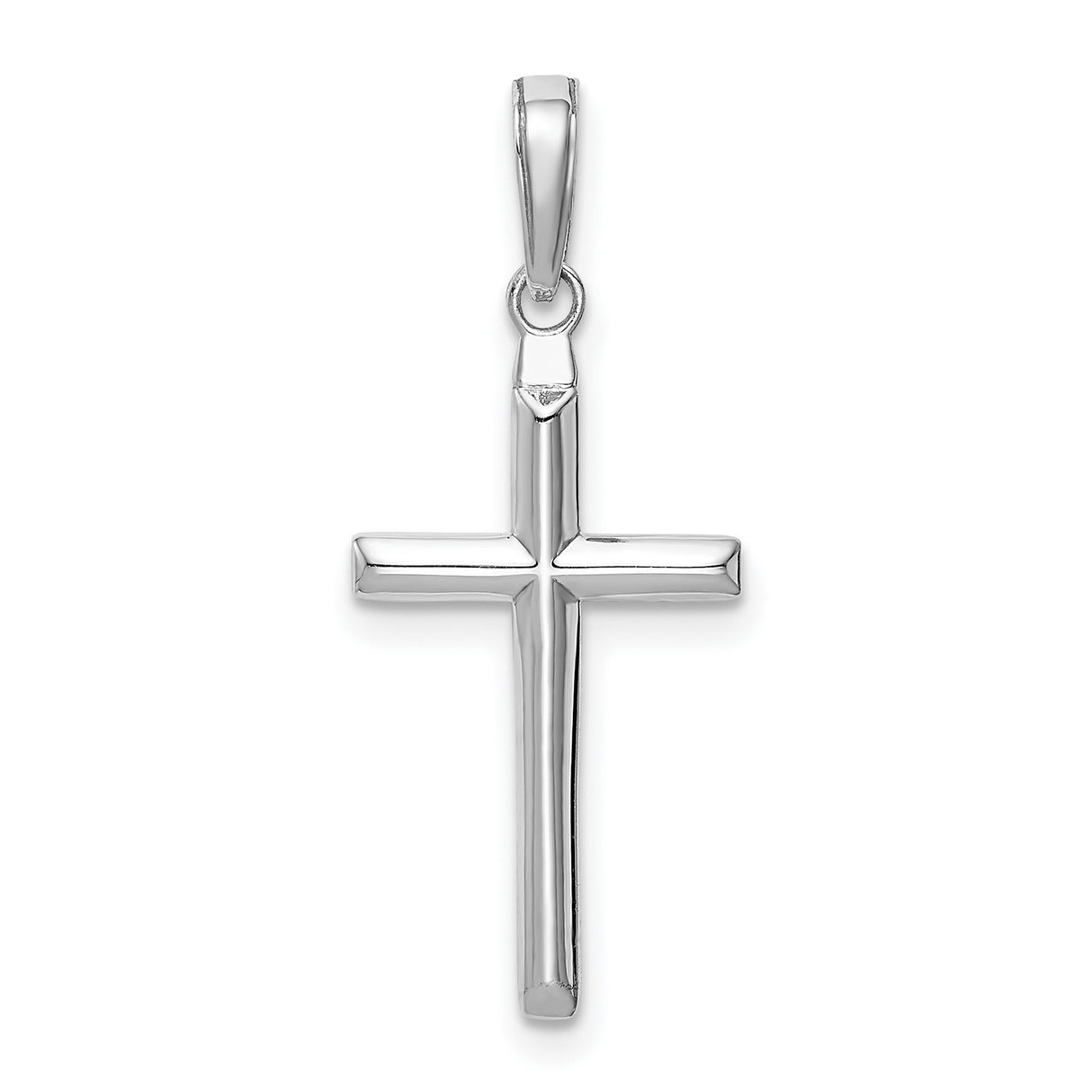 14k White Gold Cross Pendant, Reversible Latin Design, High Polish Finish, Unisex Religious Jewelry