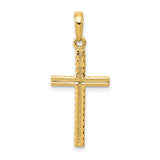 Latin Cross Charm Pendant in Real 14k Yellow Gold