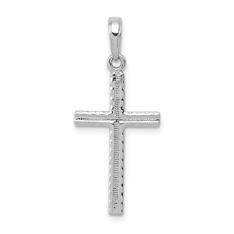 Latin Cross Charm Pendant in Real 14k White Gold