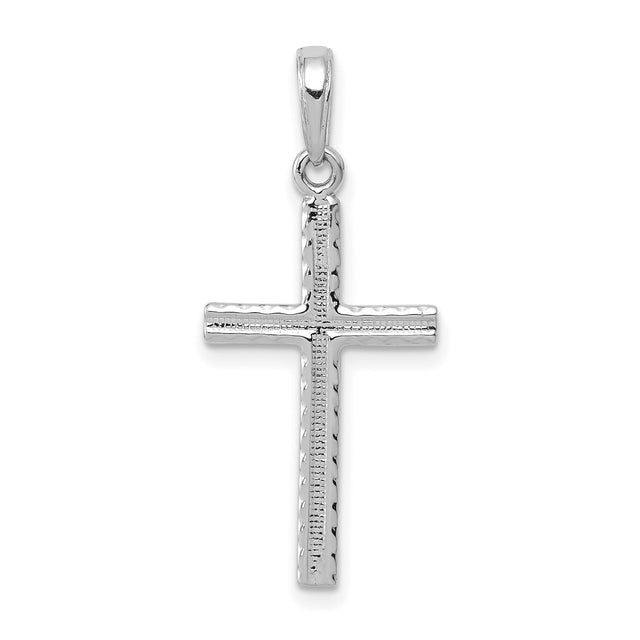 Latin Cross Charm Pendant in Real 14k White Gold