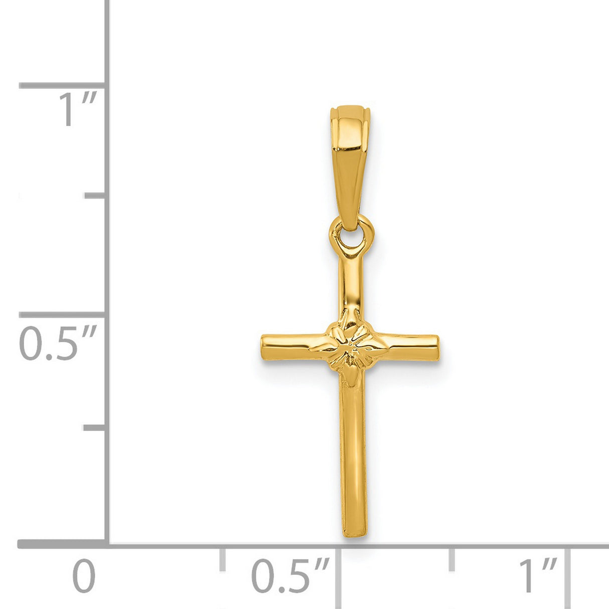 Latin Cross Charm Pendant in Real 14k Yellow Gold