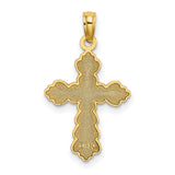 Scalloped Cross Charm Pendant in Real 14k Yellow Gold