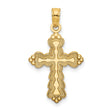 Scalloped Cross Charm Pendant in Real 14k Yellow Gold