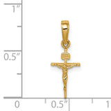 Small INRI Latin Crucifix Charm Pendant in Real 14k Yellow Gold