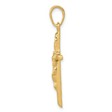 INRI Latin Crucifix Charm Pendant in Real 14k Yellow Gold