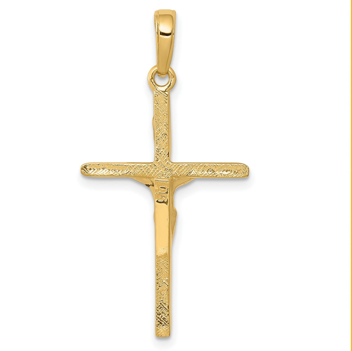 INRI Latin Crucifix Charm Pendant in Real 14k Yellow Gold