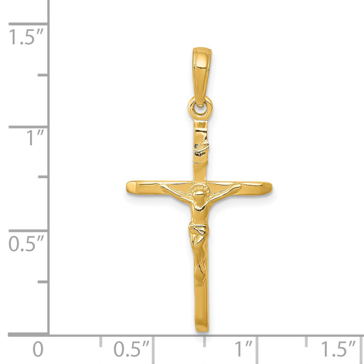 INRI Latin Crucifix Charm Pendant in Real 14k Yellow Gold