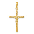 INRI Latin Crucifix Charm Pendant in Real 14k Yellow Gold