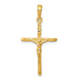 INRI Latin Crucifix Charm Pendant in Real 14k Yellow Gold