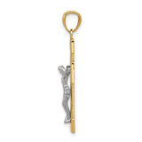 Latin Crucifix Charm Pendant in Real 14k Multi-Tone Gold