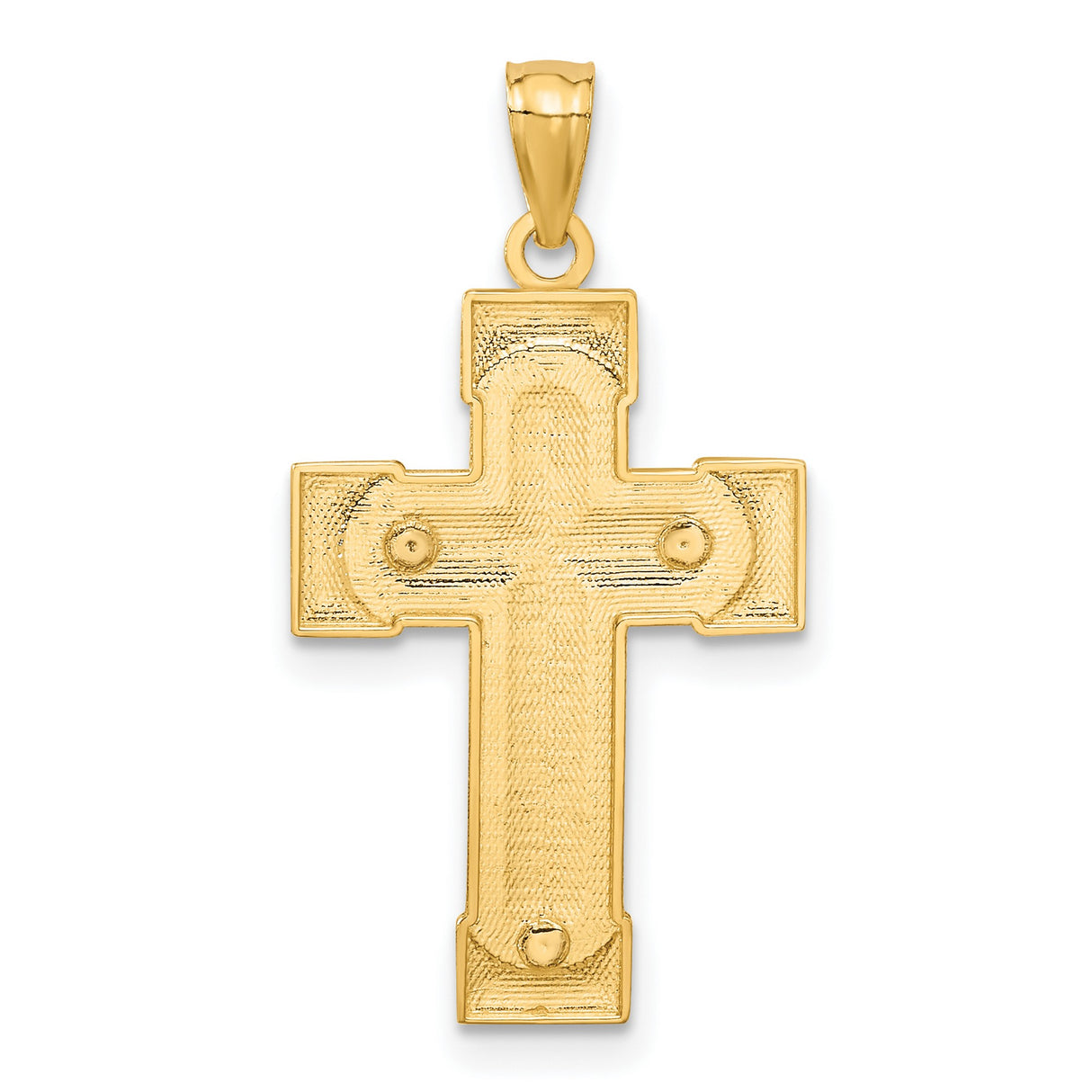 Latin Crucifix Charm Pendant in Real 14k Multi-Tone Gold