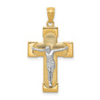 Latin Crucifix Charm Pendant in Real 14k Multi-Tone Gold