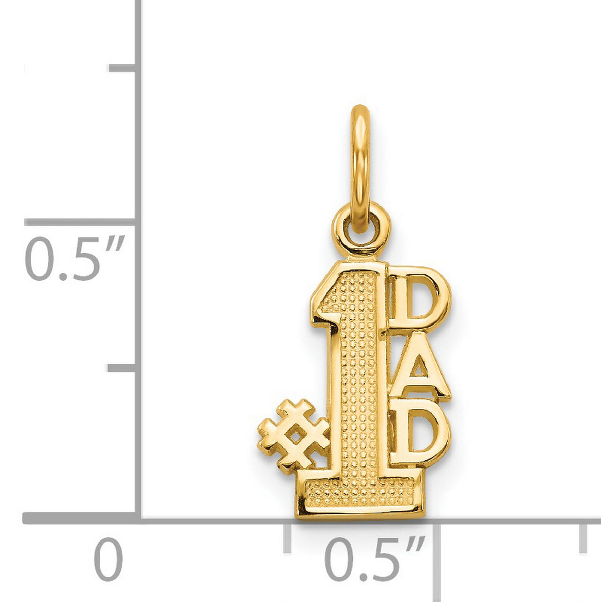 #1 Dad Words Charm Pendant in Real 14k Yellow Gold