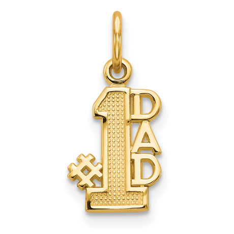 #1 Dad Words Charm Pendant in Real 14k Yellow Gold