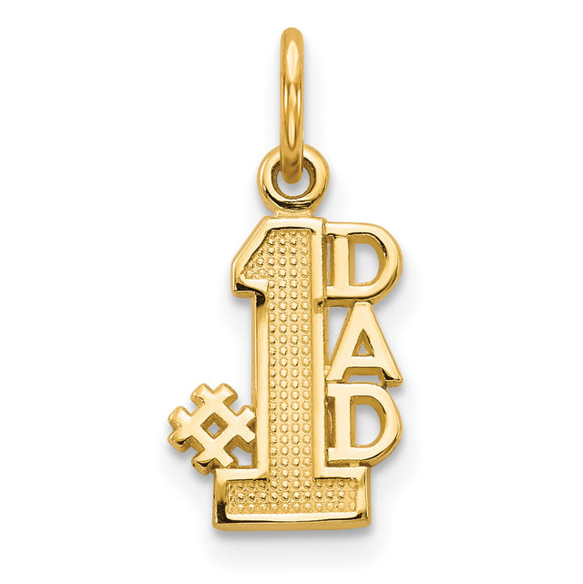 #1 Dad Words Charm Pendant in Real 14k Yellow Gold