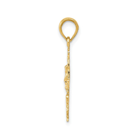 14k Yellow Gold Caravaca Crucifix Pendant, Detailed Spiritual Catholic Cross Charm