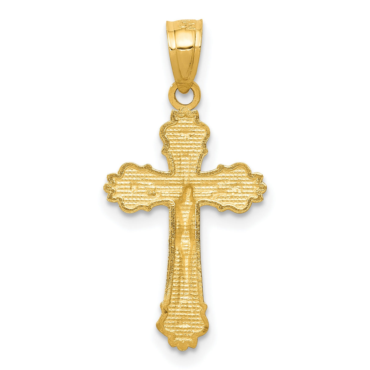 14k Yellow Gold Crucifix Cross Pendant with Fleur de Lis Design for Men and Women