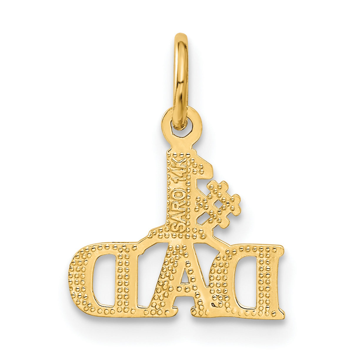 #1 Dad Words Charm Pendant in Real 14k Yellow Gold