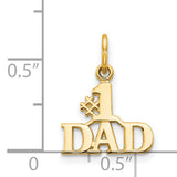 #1 Dad Words Charm Pendant in Real 14k Yellow Gold