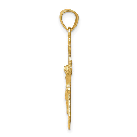 14k Yellow Gold Crucifix Cross Pendant with High Detail Jesus Design