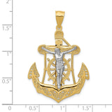 Mariners Crucifix Charm Pendant in Real 14k Multi-Tone Gold
