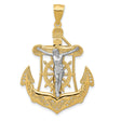 Mariners Crucifix Charm Pendant in Real 14k Multi-Tone Gold