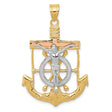 Textured Mariners Crucifix Charm Pendant in Real 14k Multi-Tone Gold