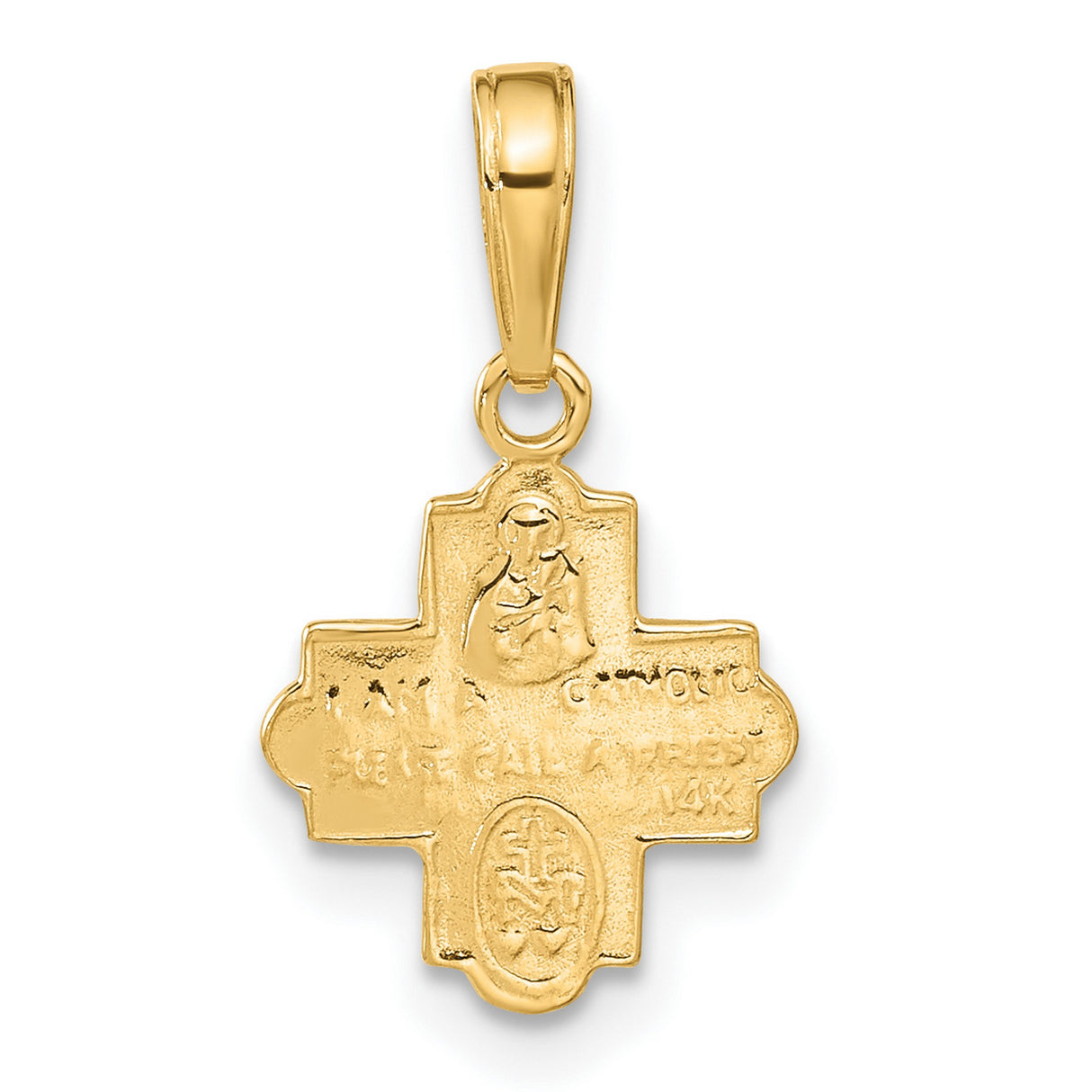 Mini Four Way Cross Cruciform Charm Pendant in Real 14k Yellow Gold