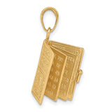 Opening Holy Bible Book With Lords Prayer Inside Charm Pendant in Real 14k Yellow Gold