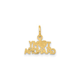 14k Yellow Gold Heart Pendant, I Love My Grandma Charm, Sentimental Jewelry for Women