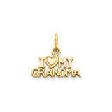 14k Yellow Gold Heart Pendant, I Love My Grandma Charm, Sentimental Jewelry for Women