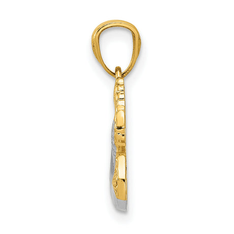 14k Yellow Gold Multi-Tone Dove Pendant with Olive Branch, Christian Faith Jewelry for Women