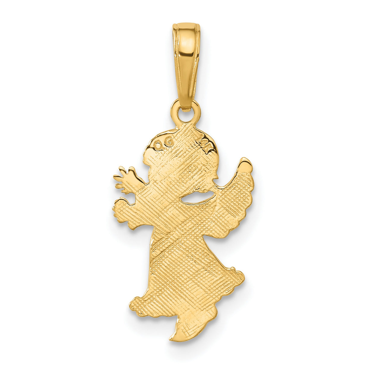 Solid Cherub Angel Reaching Out Charm Pendant in Real 14k Yellow Gold