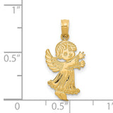 Solid Cherub Angel Reaching Out Charm Pendant in Real 14k Yellow Gold