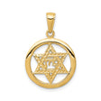 14k Yellow Gold Pendant with Star of David and Chai Symbol, Jewish Religious Charm