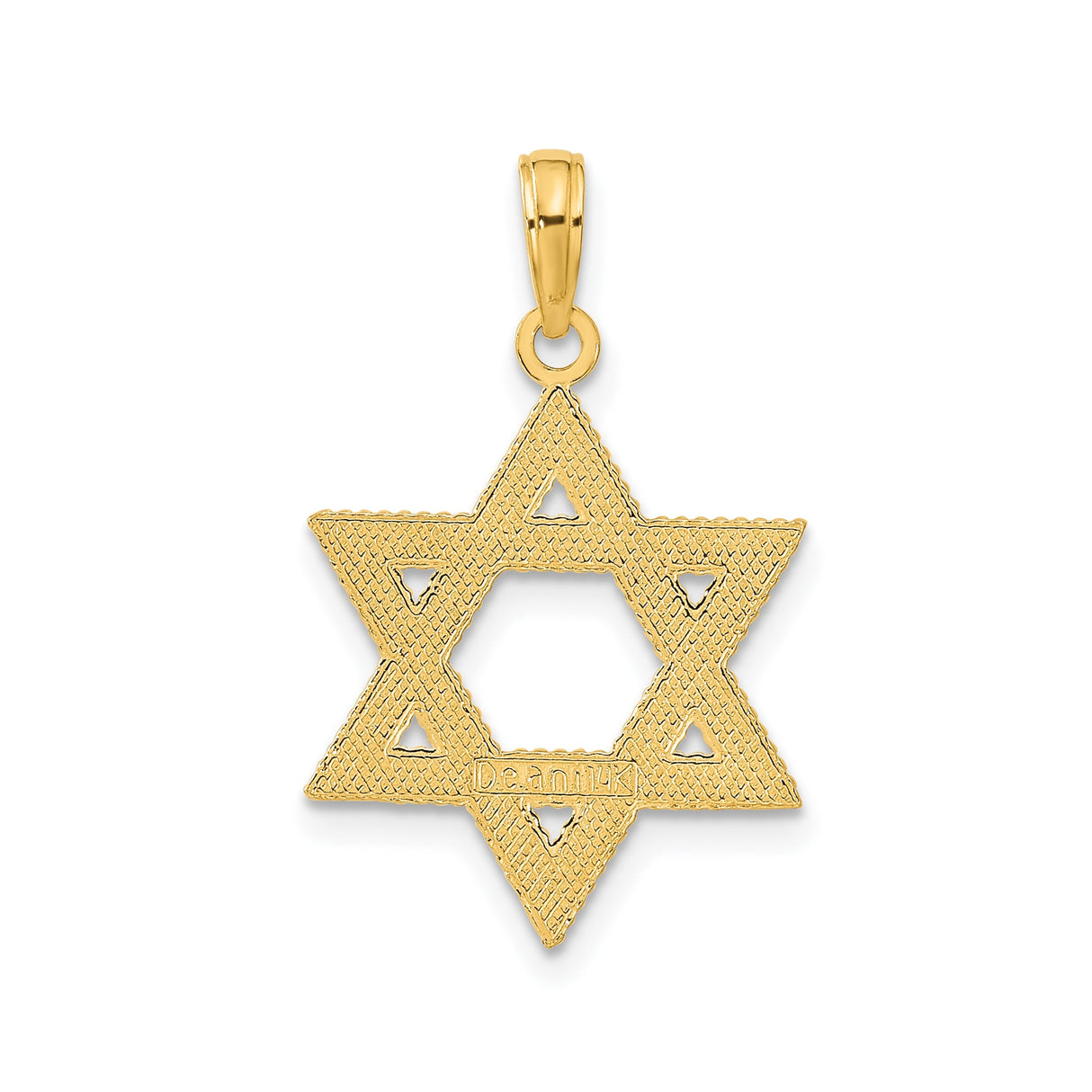14k Yellow Gold Star of David Pendant, Textured Jewish Faith Charm for Women or Unisex