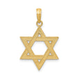 14k Yellow Gold Star of David Pendant, Textured Jewish Faith Charm for Women or Unisex