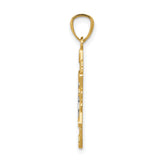 Star Of David With Rhodium Chai Life Symbol Charm Pendant in Real 14k Multi-Tone Gold