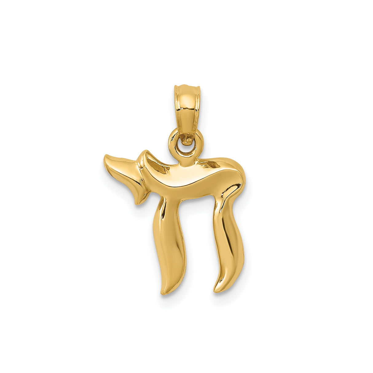 14k Yellow Gold Chai Pendant with Hebrew Symbol of Life, Unisex Jewish Charm