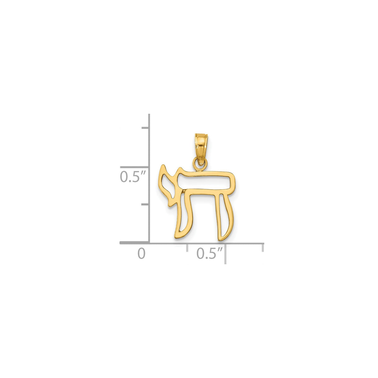 14k Yellow Gold Chai Pendant with Hebrew Symbol of Life, Jewish Faith Jewelry
