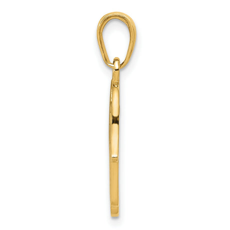 14k Yellow Gold Hamsa Hand Pendant with Star of David, Jewish Religious Symbol for Protection