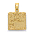 14k Yellow Gold Birth Certificate Pendant Charm with Engraving and Ribbon Detail